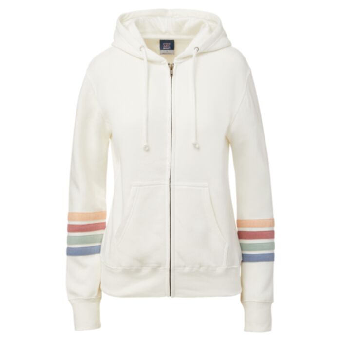 Women's Striped Sleeves Full-Zip Hooded Sweatshirt Thumbnail