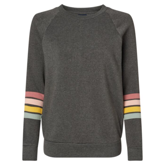 Women's Striped Sleeves Crewneck Sweatshirt Thumbnail