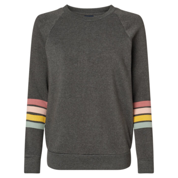 Women's Striped Sleeves Crewneck Sweatshirt Thumbnail