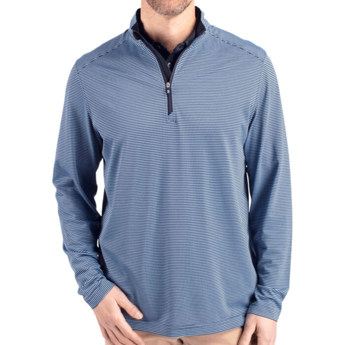 Cutter & Buck Virtue Eco Pique Micro Stripe Recycled Mens Big & Tall Quarter Zip Thumbnail