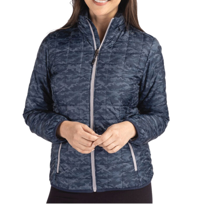 Cutter & Buck Rainier PrimaLoft Womens Eco Insulated Full Zip Printed Puffer Jacket Thumbnail