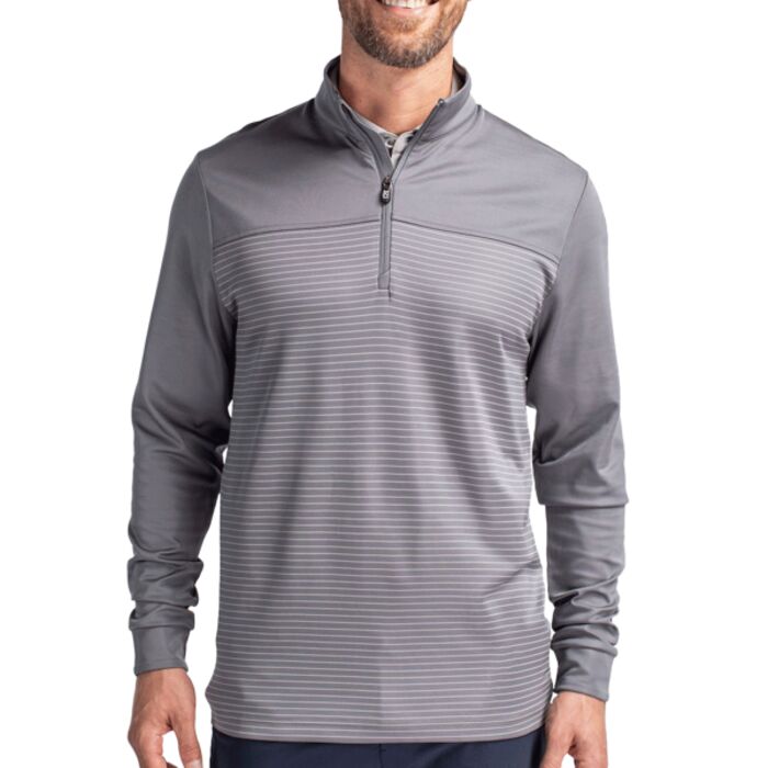 Cutter & Buck Traverse Stripe Stretch Quarter Zip Mens Pullover Thumbnail