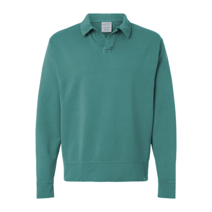 Unisex Garment-Dyed Polo Collar Sweatshirt Thumbnail