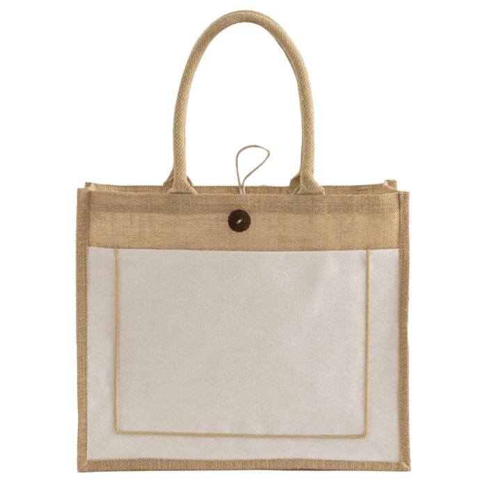 Button-Closure Jute Tote Thumbnail