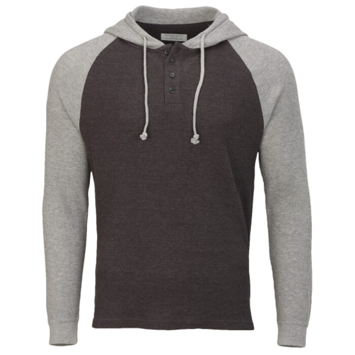 Unisex Waffle Knit Pullover Hooded Long Sleeve T-Shirt Thumbnail