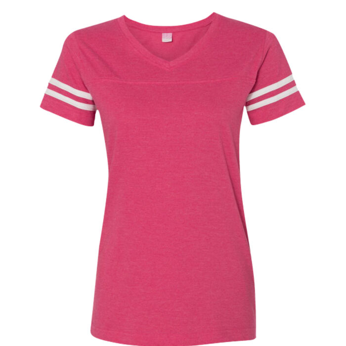 Women's Football V-Neck Fine Jersey Tee Thumbnail