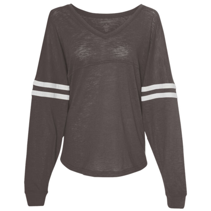 Women’s Slub Jersey Varsitee V-Neck Long Sleeve T-Shirt Thumbnail