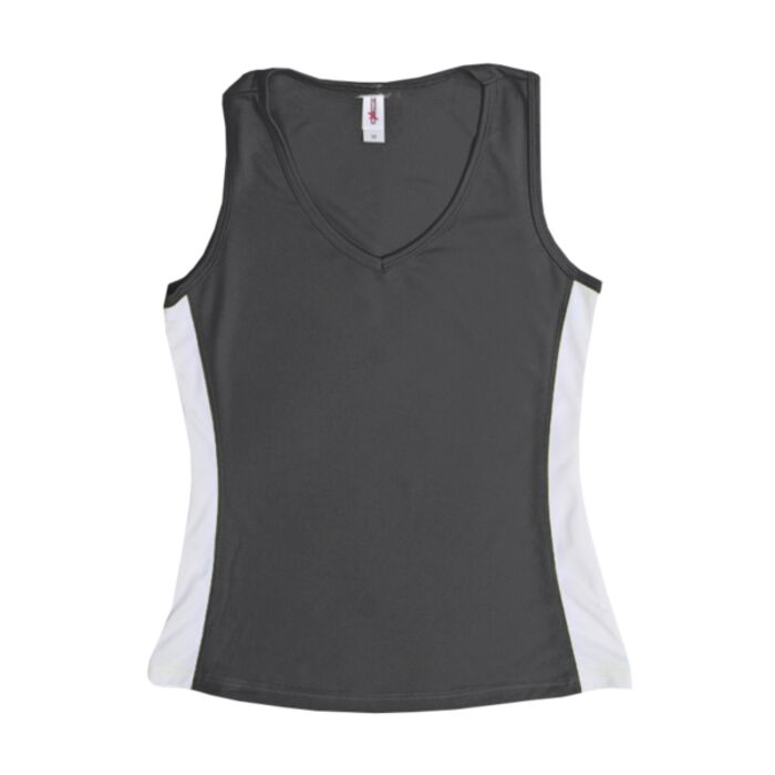 AJ215 Women's V-Neck Colorblock Tank Thumbnail