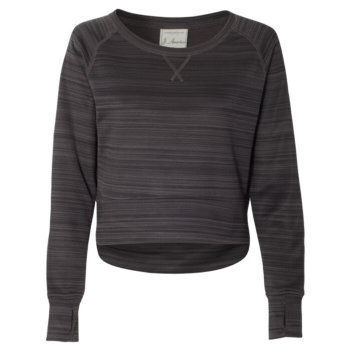 Women's Odyssey Striped Performance Fleece Hi-Low Crewneck Sweatshirt Thumbnail