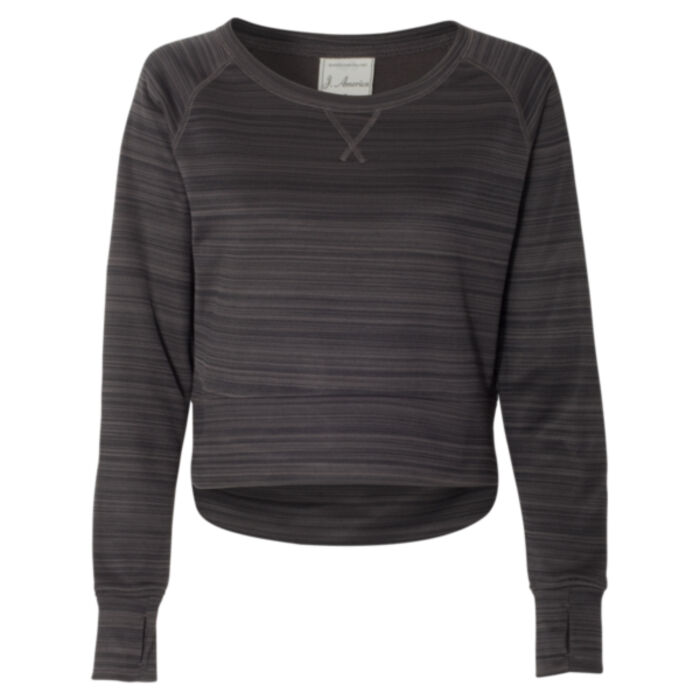 Women's Odyssey Striped Performance Fleece Hi-Low Crewneck Sweatshirt Thumbnail