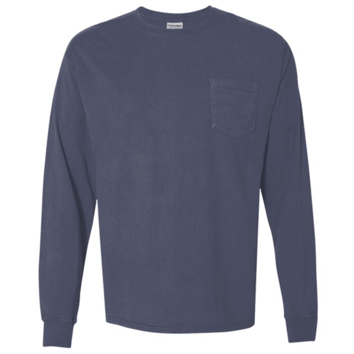 Unisex Garment-Dyed Long Sleeve T-Shirt With a Pocket Thumbnail