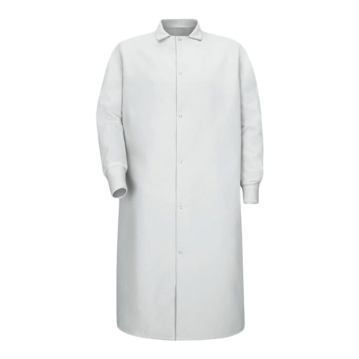 Unisex Gripper-Front Pocketless Butcher Coat With Knit Cuffs Thumbnail