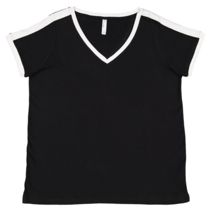Women's Curvy Retro Ringer Premium Jersey V-Neck Tee Thumbnail