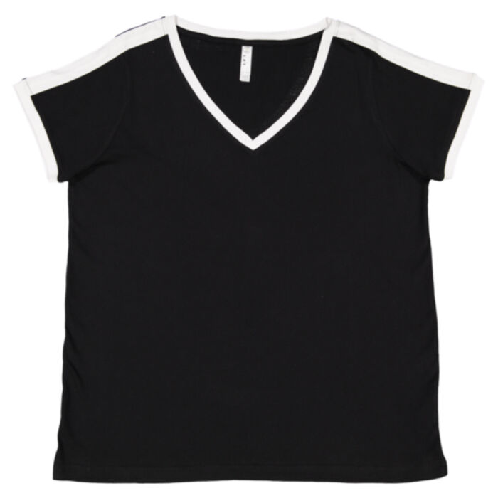 Women's Curvy Retro Ringer Premium Jersey V-Neck Tee Thumbnail