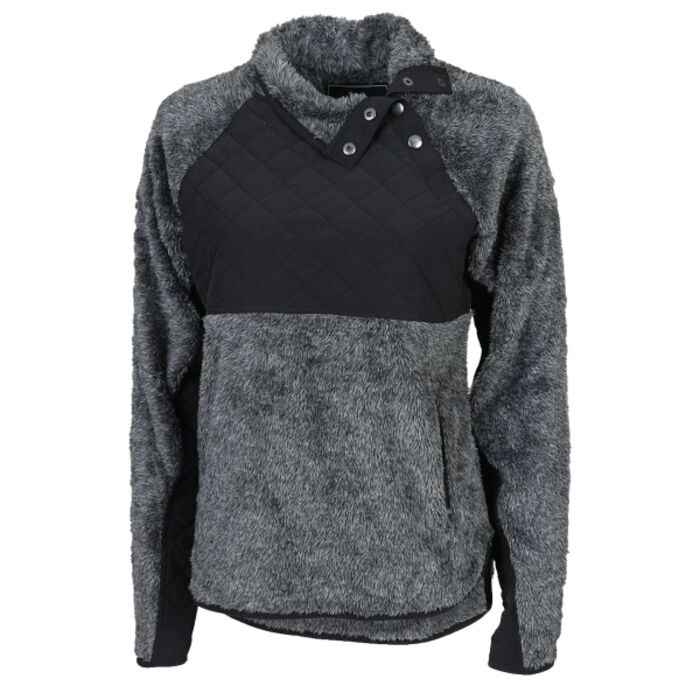 Women's Quilted Fuzzy Fleece Snap PlacketPullover Thumbnail