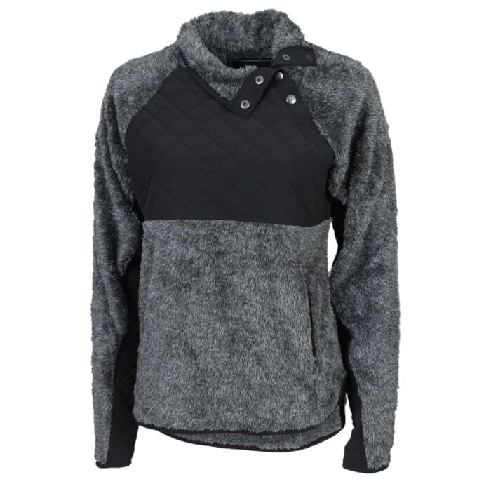 Women's Quilted Fuzzy Fleece Snap Placket Pullover Thumbnail